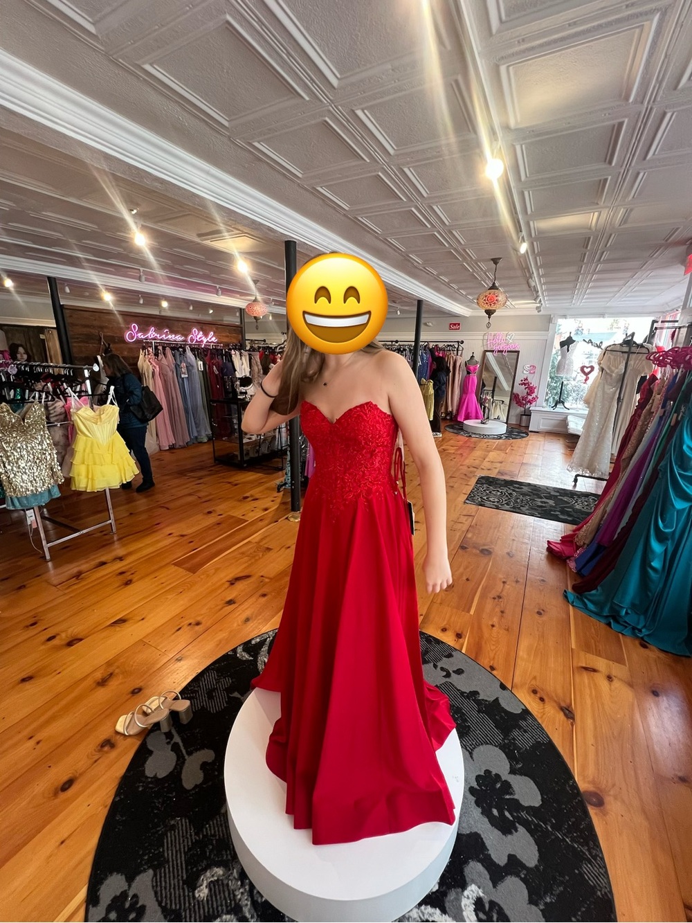 NEW Amarra Strapless or with Straps Red Formal Gown/Prom Dress with Lace Bodi